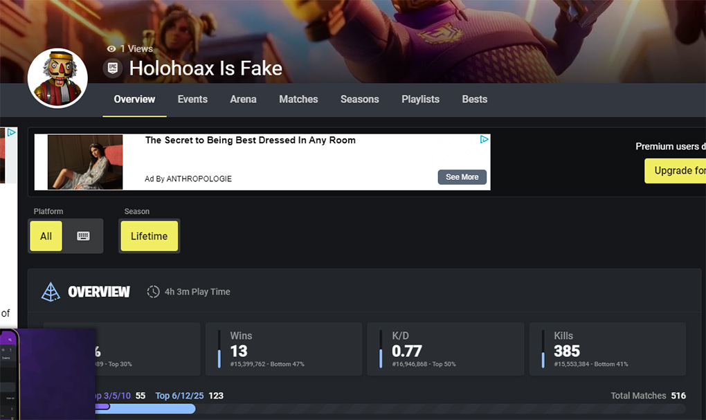 Example of holocaust denial username on Fortnite