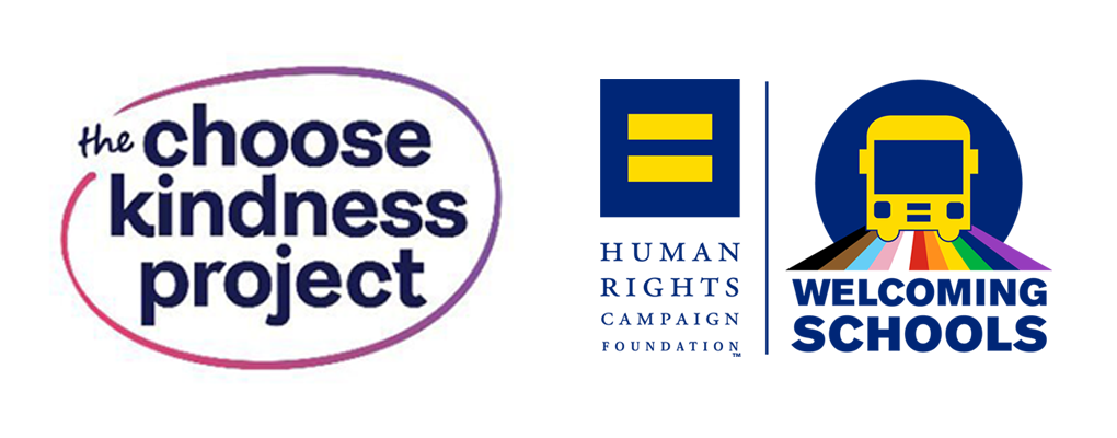 Logos for Choose Kindness Project, HRC's Welcoming Schools