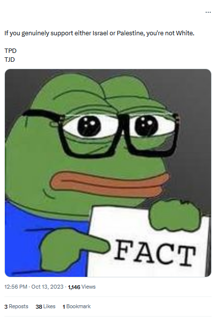 TPD (Total Palestinian Death), TMD (Total Muslim Death), and related acronyms as hashtags on X/Twitter.