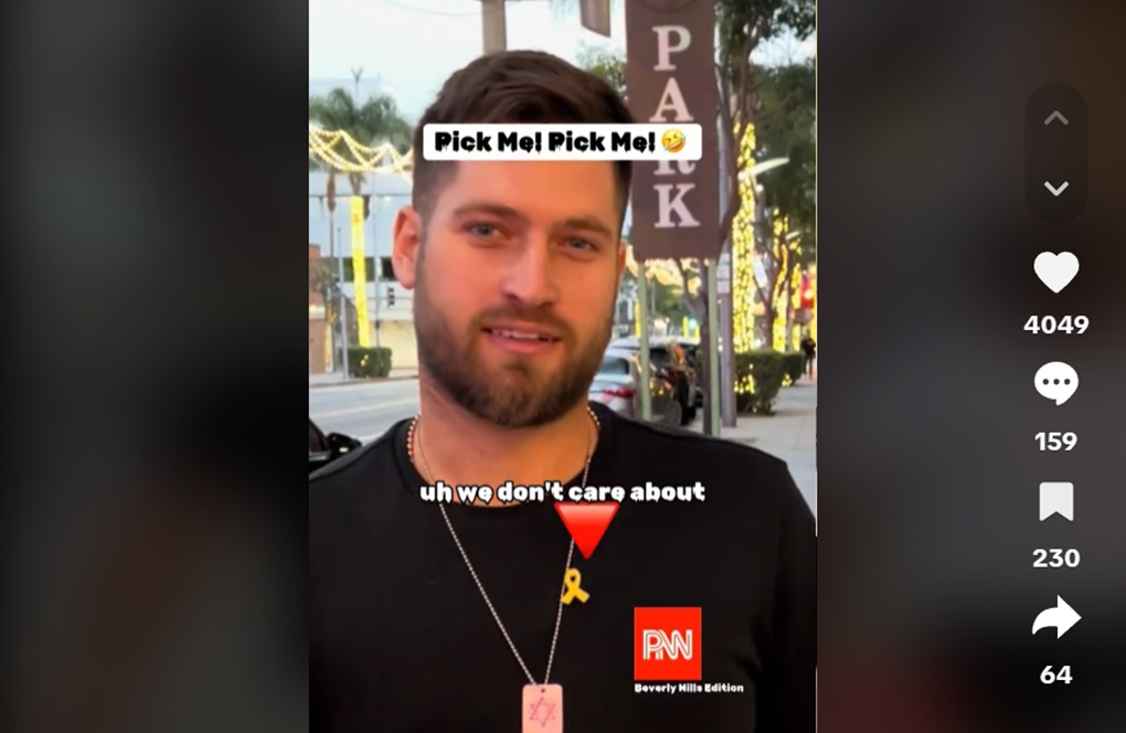 In Los Angeles in December 2024, PNN approached two men, one of whom was wearing a “free the hostages” yellow pin and badgered them about their stance “on Palestine.”