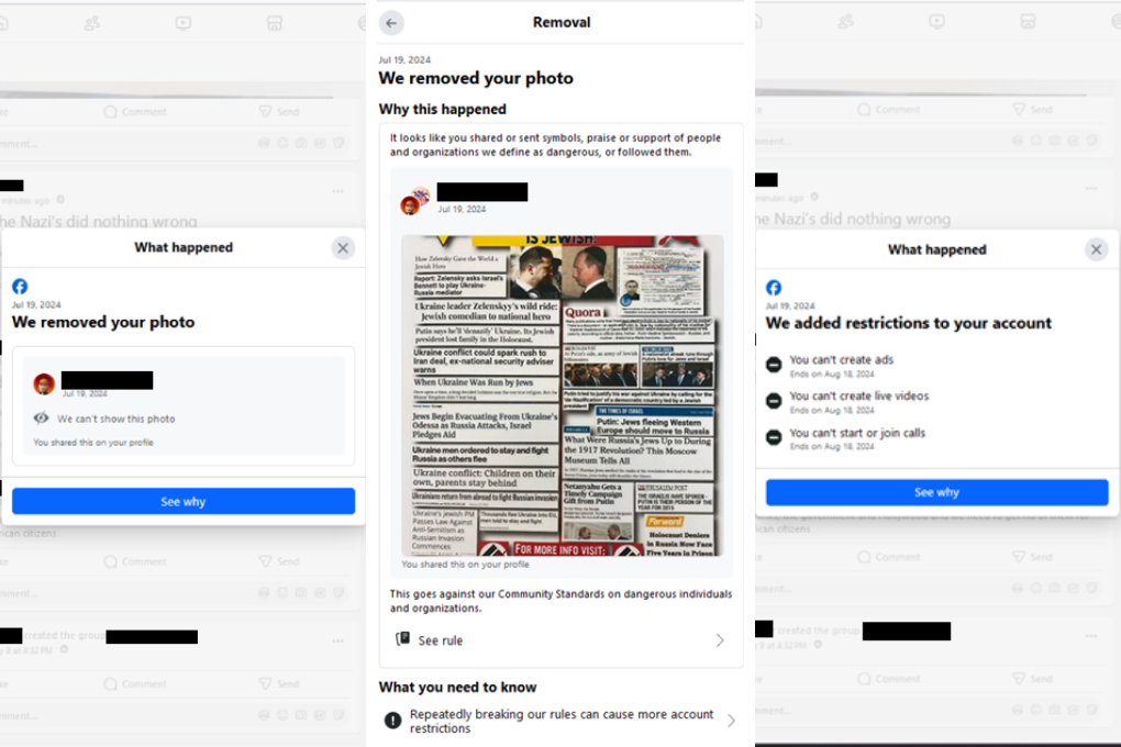 CTS report online spaces Facebook’s alert after removing “Ukraine-Russia War.”