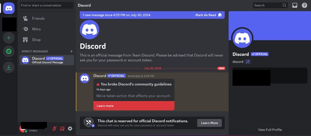 Image 9: Discord alert for breaking community guidelines