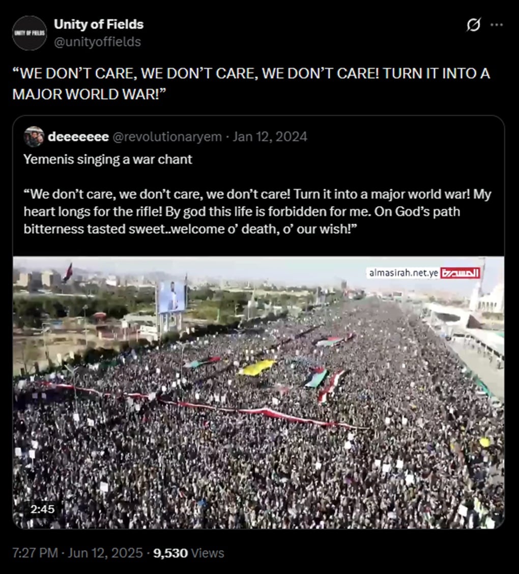 Screenshot: UoF Houthis Iran