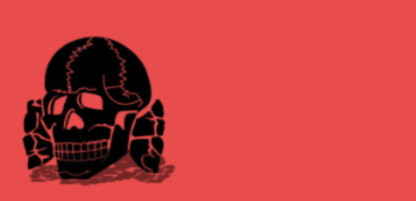 Screenshot: An image of a Totenkopf, a Nazi symbol.