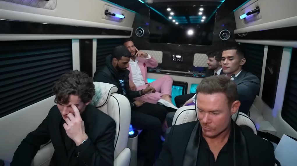 Photo: Sneako appears in this screenshot with Nick Fuentes, Myron Gaines (Amrou Fudl), Tristan Tate and other manosphere figures in January 2026 before an antisemitic incident at a Miami nightclub. (Screenshot/YouTube)