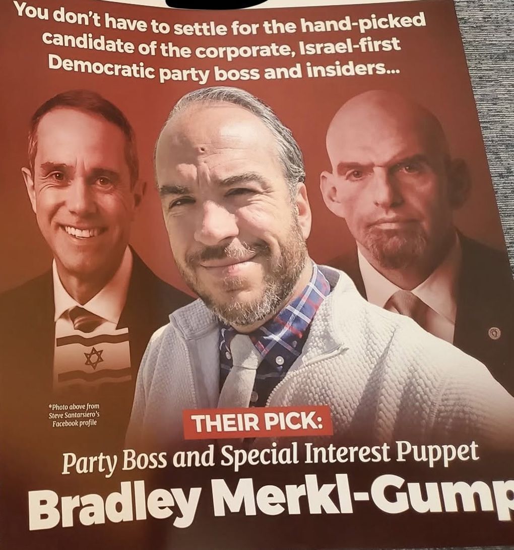 Photo: A campaign mailer featuring antisemitic dual loyalty rhetoric was sent to voters ahead of Pennsylvania’s 2026 State Senate primary election. (Source: Screenshot/Facebook)
