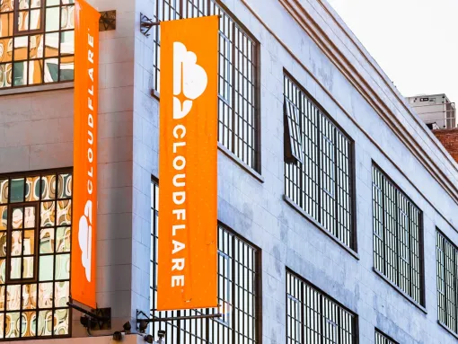 An exterior view of Cloudflare's headquarters in San Francisco, CA.