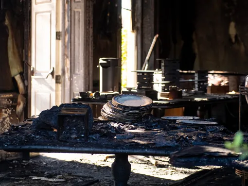 The aftermath of an arson attack