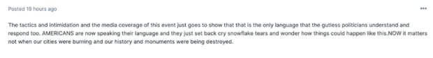 Extremist forum post