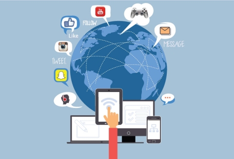 Social media around the world illustration