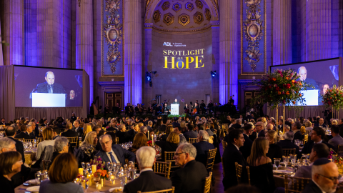The stunning Mellon Auditorium showcasing host Jason Alexander at the 2025 ADL In Concert Against Hate