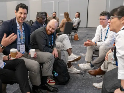 Group of diverse adults in a discussion