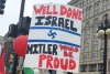 A poster that reads "Well done Israel, Hitler would be proud