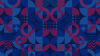 Illustration with blue and red shapes and blue Overlay