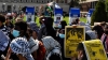 Columbia students organize memorials and rallies on the first anniversary of Hamas's October 7, 2023, terror attack, on October 7, 2024, in New York City. Anti-Israel protesters hold "Victory of the Resistance" signs, a slogan that references Palestinian terror groups, including Hamas