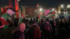 Protesters organized by Pal-Awda participate in a January 8, 2026, protest outside Young Israel of Kew Gardens Hills in Queens, New York